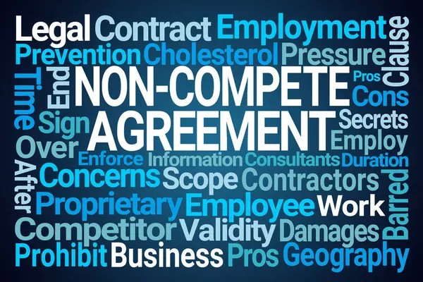 Non Compete Agreement Word Cloud Blue Background — Stock Photo, Image