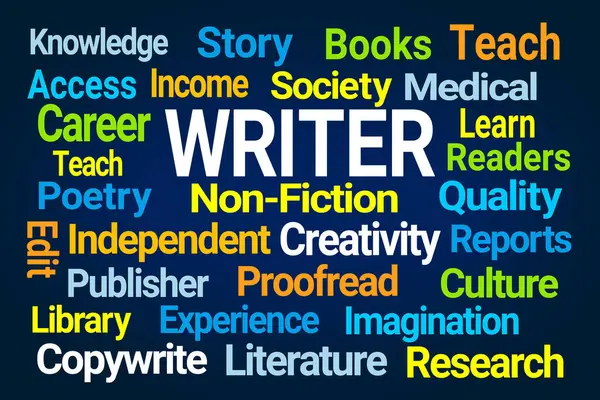 Writer Word Cloud Blue Background Royalty Free Stock Photos