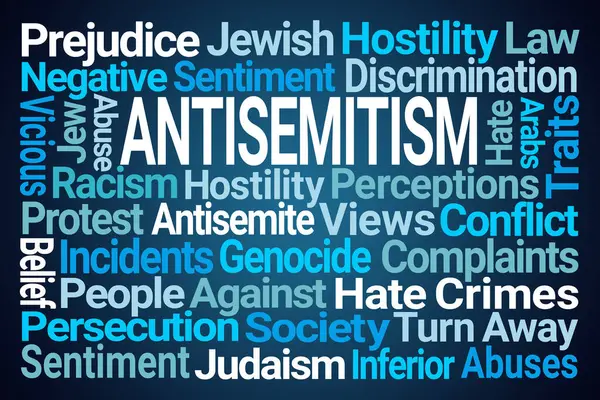 Antisemitismo Nube Palabras Sobre Fondo Azul Imagen De Stock