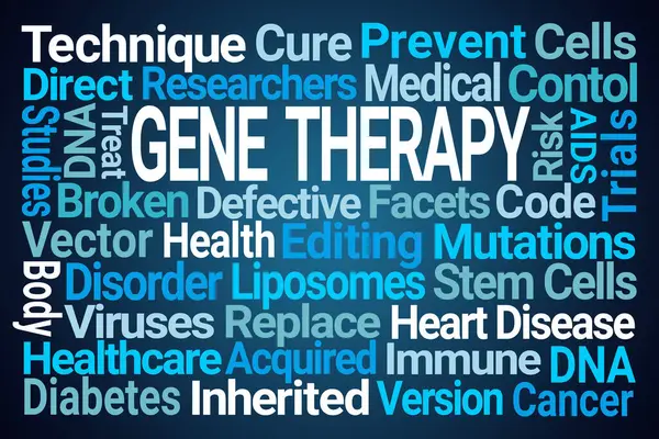 Gene Therapy Word Cloud Fundo Azul Fotografias De Stock Royalty-Free
