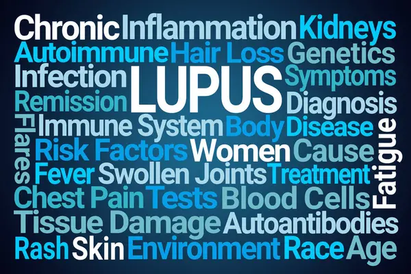 stock image Lupus Word Cloud on Blue Background