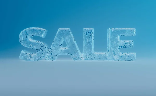 Stylized Illustration Frozen Icey Sale Sign Gradient Background — Stock Photo, Image