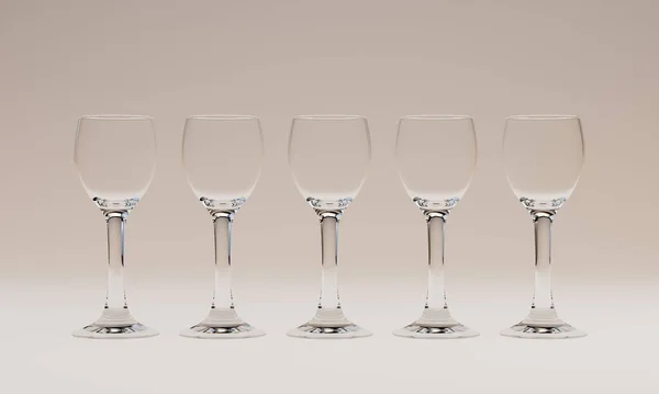 Ilustrasi Dari Satu Set Gelas Anggur Kosong Atas Latar Belakang — Stok Foto