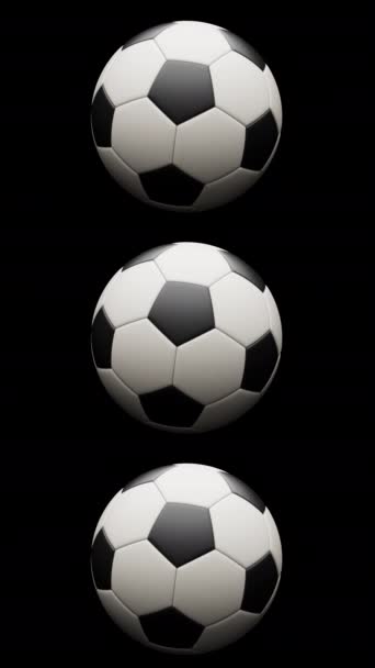 Вертикальный Изолированный Футбольные Мячи Вращающийся Круг Альфа Канал — стоковое видео