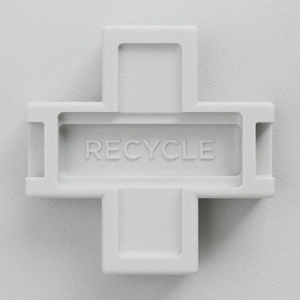Illustrated Recycle Sign Cross Shaped Polystyrene Box Background — Stock Photo, Image