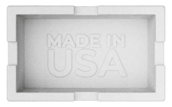 Isolated White Styrofoam Renderizado Made Usa Inicio Sesión Caja Con —  Fotos de Stock