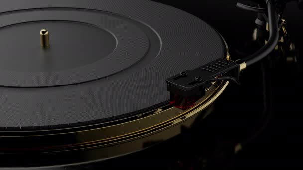 Black Gold Modern Turntable Rotating Platter Loop — Stock Video