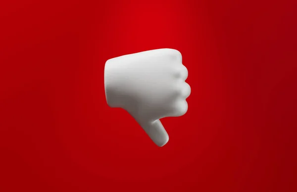 3D illustrated THUMBS DOWN hand emoji over red background.