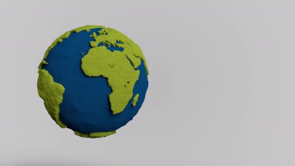 Beyaz Arkaplan Üzerinde Dünya Dönen Canlandırma Döngüsü — Stok video