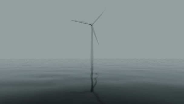 Turbina Vento Moderna Laço Animação Oceano — Vídeo de Stock