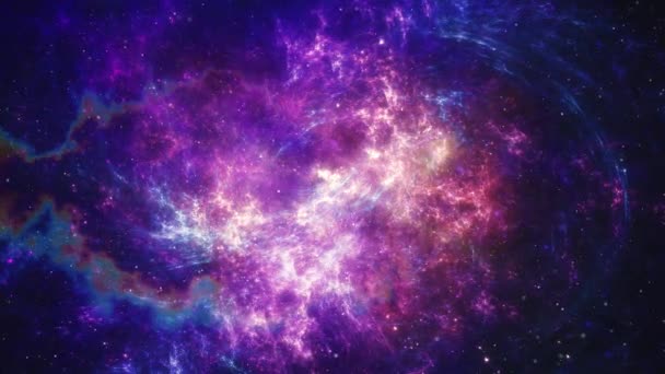 Deep Magenta Resumen Nebulosa Galaxia Espacio Viaje Starfield Looping Fondo — Vídeos de Stock