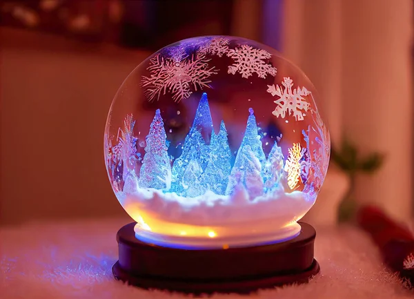 Weihnachtsglaskugel Mit Schneelandschaft Inneren Dekoratives Weihnachtsgeschenk — Stockfoto