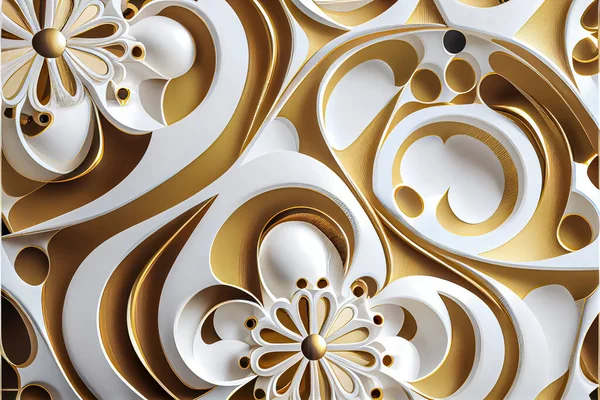 Altın Soyut Parametrik Çizimler Beyaz Şekilli Zarif Lüks Geometriler Yaratıcı — Stok fotoğraf