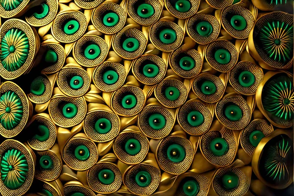 Texturas Geométricas Oro Verde Jade Jaspe Piezas Joyería Hechas Con —  Fotos de Stock