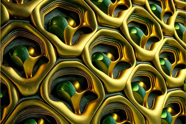 Geometric Textures Gold Green Jade Jasper Pieces Jewelry Made Parametric — Stock Photo, Image