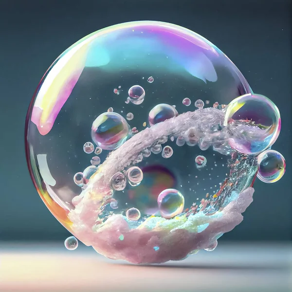 Fantasy Soap Bubbles Large Foam Ball Bright Colors Party Joy — Stock Photo, Image