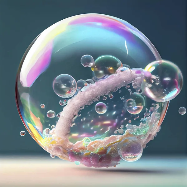 Fantasie Zeepbellen Grote Schuim Bal Met Felle Kleuren Partij Vreugde — Stockfoto