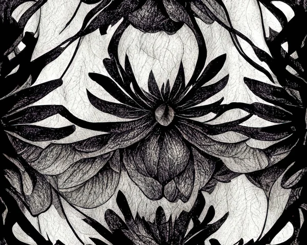 Texture Papier Riz Avec Fleur Dessinée Encre Noire Fond Créatif — Photo