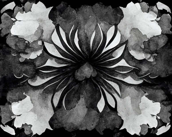 Rice Paper Texture Flower Drawn Black Ink Japanese Creative Background — Stock Photo, Image