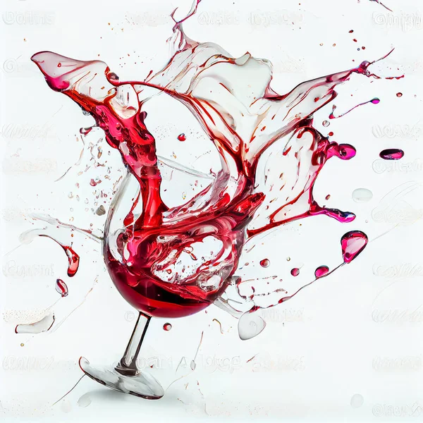 Merlot Copo Vinho Com Vinho Derramado Espirrar Vinho Sobre Fundo — Fotografia de Stock