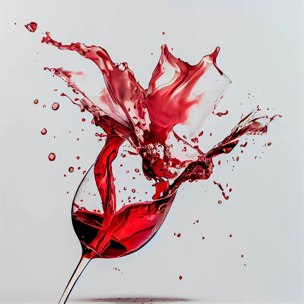 ワイングラスにこぼれたワイン 白を基調としたスプラッシュワイン ソムリエやワインテイスティングの背景 — ストック写真