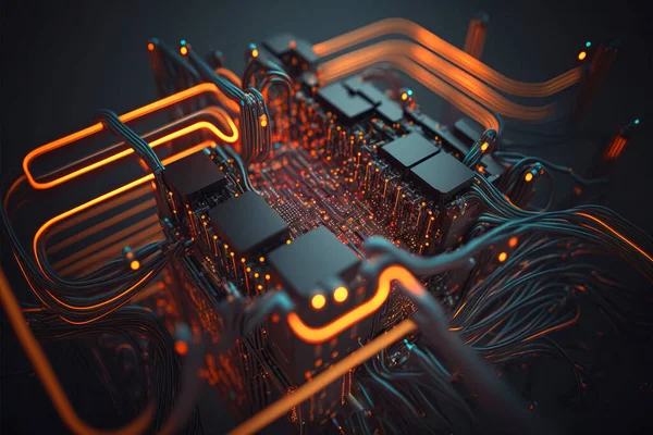 circuit with computer information processor, mind of a computer equipment created with Generative AI technology