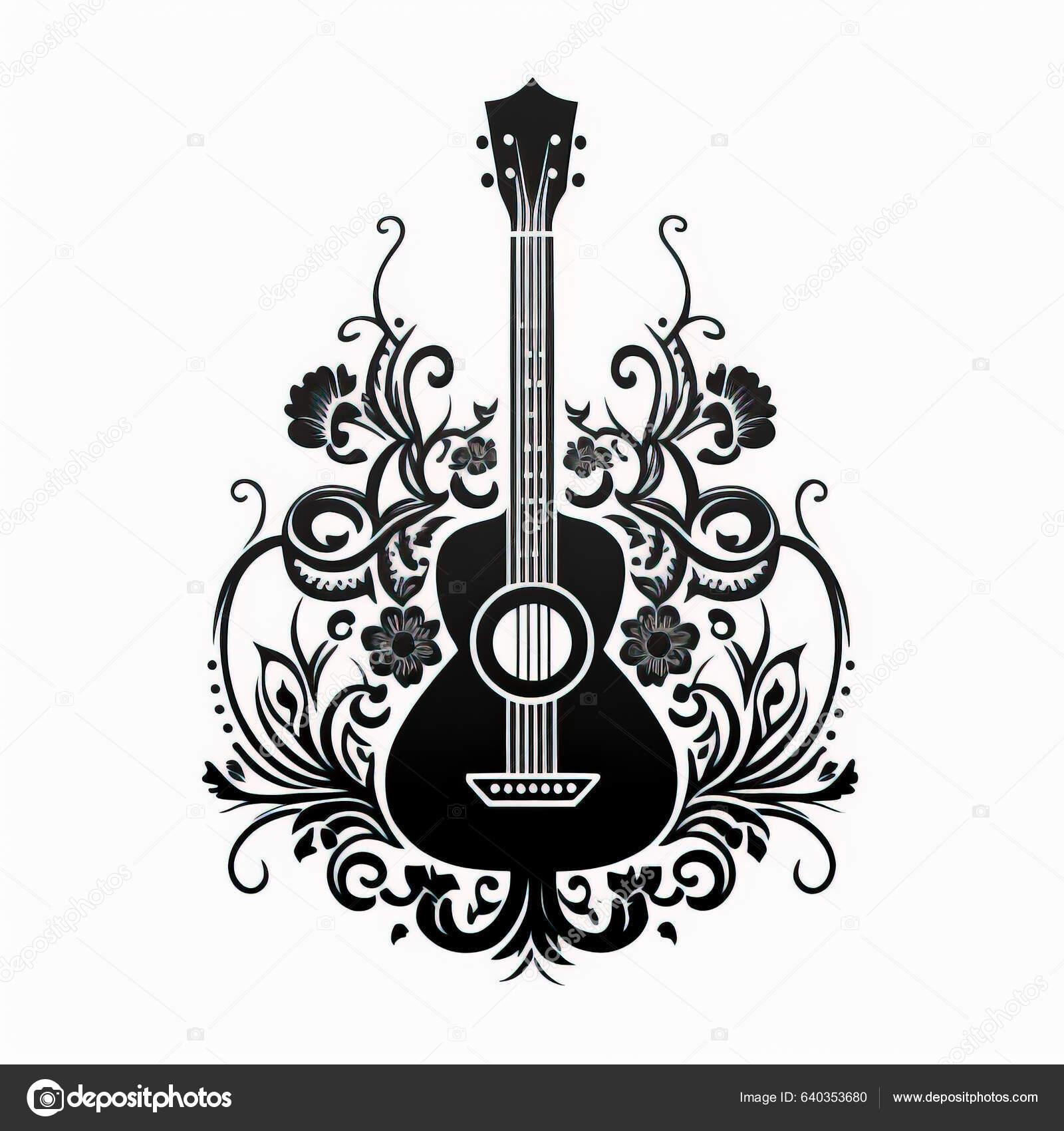 Intricate Guitar Tattoo Design