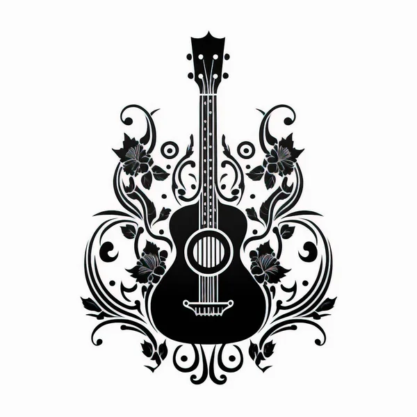 Guitar Western Cowboy Sketch Embroidery Design | Oh My Crafty Supplies Inc.