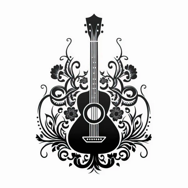 Transparent Guitar - Acoustic Guitar Line Drawing White, HD Png Download ,  Transparent Png Image - PNGitem