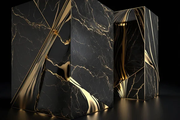 Marbled Marble Gold Lines Elegant Background Design Graphic Design Dark —  Fotos de Stock