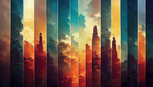 Лесной Дизайн Вертикальные Цветные Коробки Стена Квадратных Частей Обои Творческий — стоковое фото