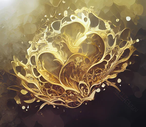 Flower Luxury Elegance Concept Delicate Gold Decorative Pieces Blur Background — Fotografia de Stock