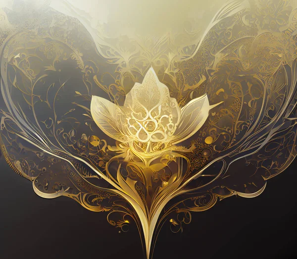 Luxury Elegance Concept Delicate Gold Decorative Pieces Blur Background Floral — Stock Photo, Image