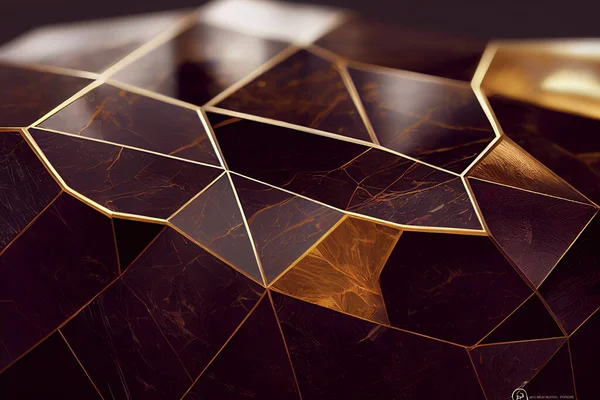 geometric golden background with carbon fiber or hexagons with gold waters and colored inks. decorative image for events, weddings or elegance