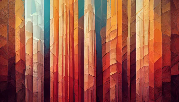 Piume Foresta Come Design Scatole Colorate Verticali Parete Pezzi Quadrati — Foto Stock