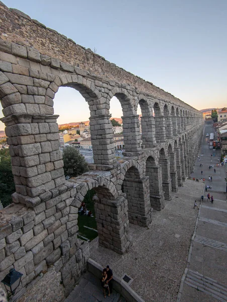 Echoes Roman Grandeur Majestic Segovia Aqueduct Impeccable Testament Architectural Brilliance — Stok Foto