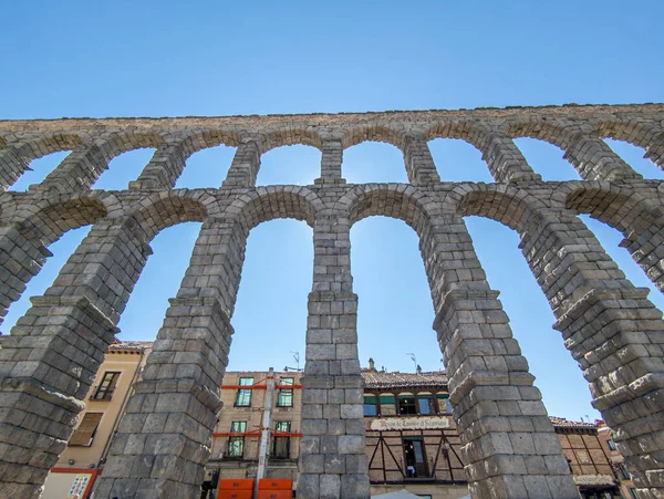 Awe Inspiring Roman Legacy Magnificent Segovia Aqueduct Imposing Engineering Marvel — Fotografia de Stock