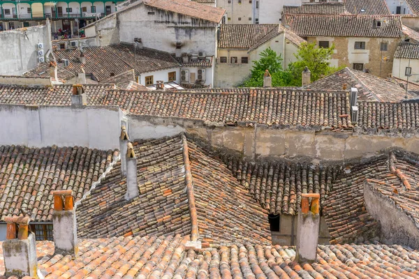 Španělské Náměstí Názory Tradiční Střechy Architektonické Detaily Podstata Historického Chinchon — Stock fotografie