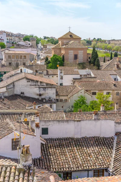 Spanish Plaza Views Traditional Rooftops Architectural Details Essence Historic Chinchon — Stock Photo, Image