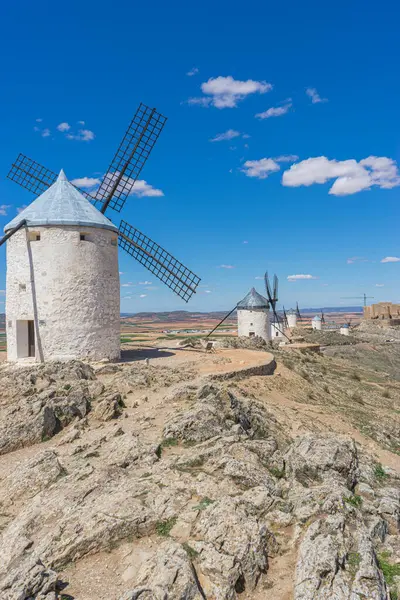 Hilltop Windmills Silhouette Spanish Sky Toledo History Culture Scenic Beauty — Stock Photo, Image