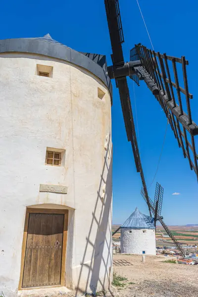 Panoramic Views Windmills Standing Tall Testament Spain Present Nature Grandeur — Stock Photo, Image