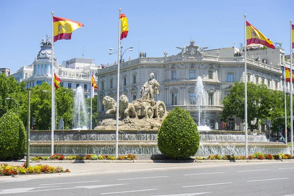 Madrid Majestic Cibeles Sculpture Fountain Dance — Stock Photo, Image