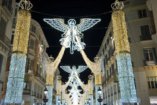 Histórico Calle Larios Málaga Iluminado Uma Exibição Espetacular Celebrando Alegria Fotos De Bancos De Imagens