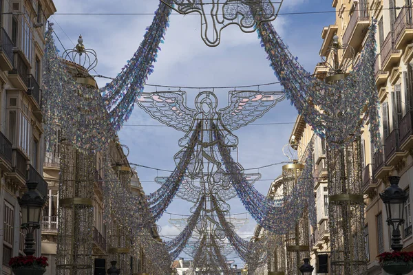 Experience Festive Ambiance Streets Malaga Spain Joyous Christmas Celebration — Stock Photo, Image