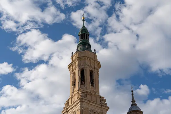 Turm Der Basilica Del Pilar Ein Schönes Beispiel Der Mudejar Stockfoto