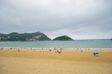 Bask ülkesinde San Sebastian Plajı Manzarası, İspanya