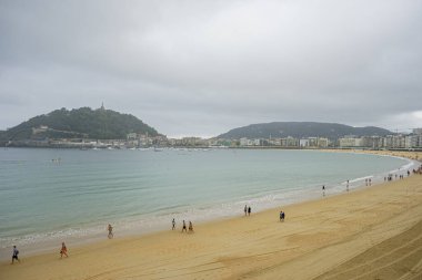San Sebastian, İspanya'daki La Concha plajının manzara manzarası