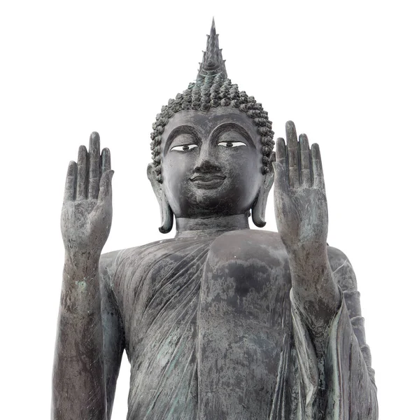 Immagine Buddha Piedi Isolato Bianco Wat Khun Samut Chin Samut — Foto Stock