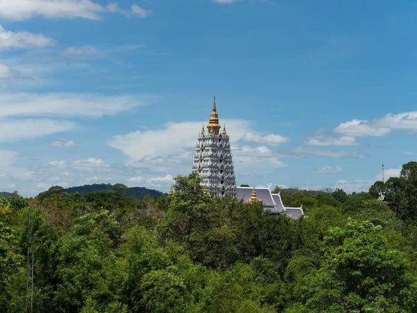 Replica Buddhagaya Chedi Surrounded Dense Forest Wat Yan Pattaya City — Stock Photo, Image