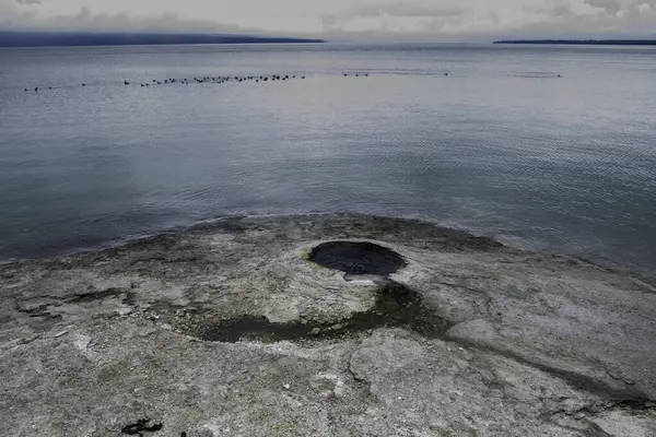 Yellowstone Gölü 'ndeki Büyük Koni Gayzerleri Ulusal Parkı.